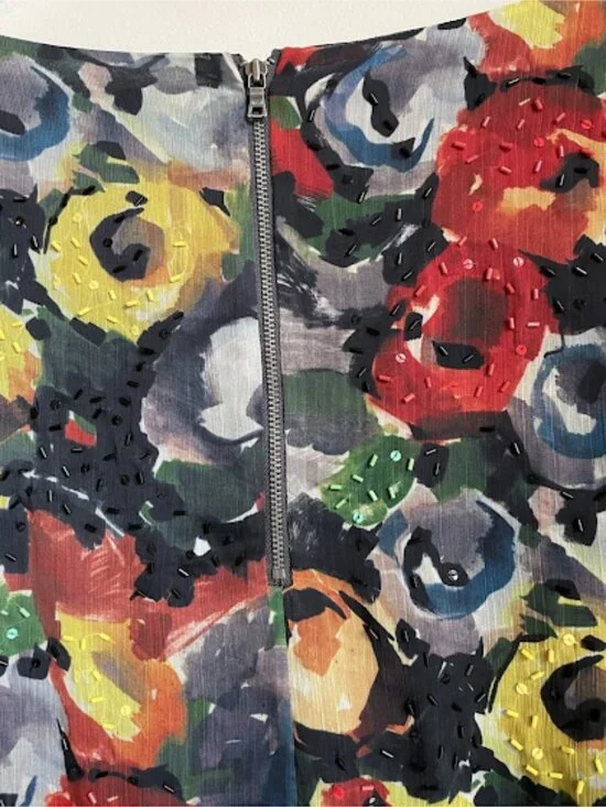 Alice + Olivia Floral Print Dress Long Sleeve Boho Shift Mini Party Cocktail - Picture 3 of 6